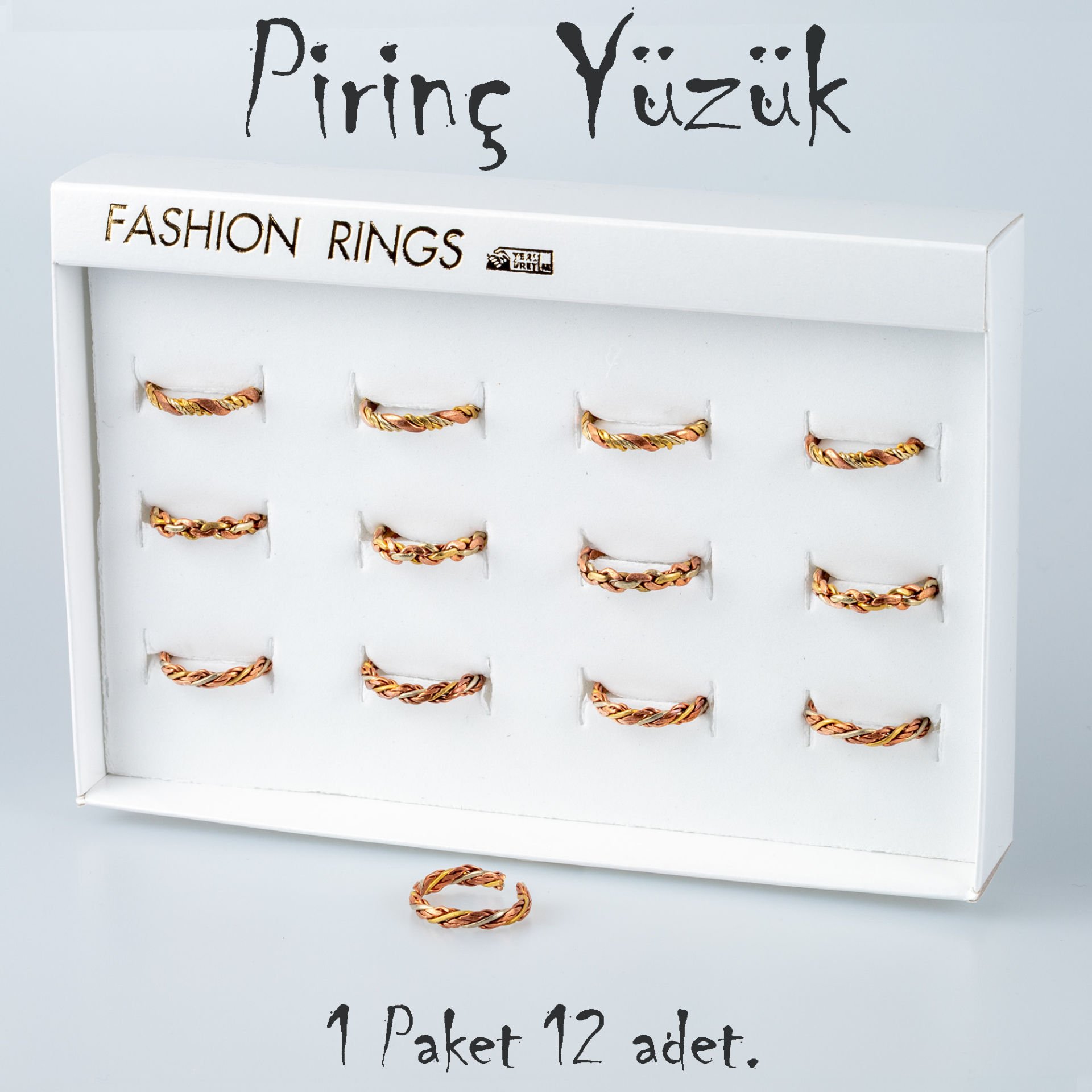 Pirinç Yüzük-Paket 12 Adet