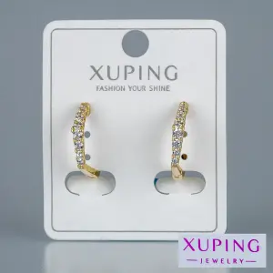 Toptan Xuping Yedili Taşlı Halka Küpe