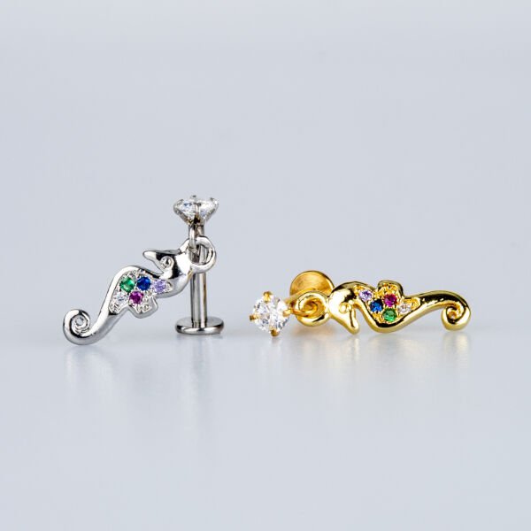 Piercing Tragus Sea Horse Yellow 8mm