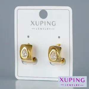 Toptan Xuping Damla Taşlı Halka Küpe