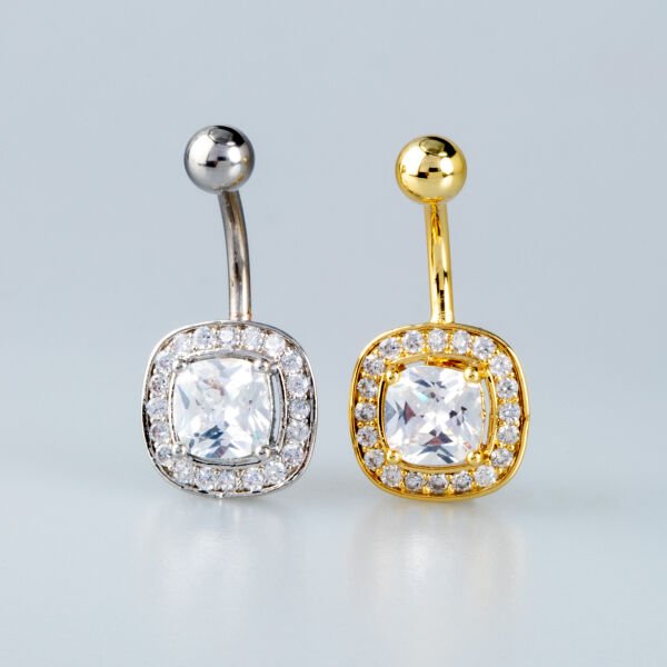 Piercing Göbek 8mm Kare Taş