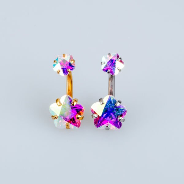 Piercing Göbek 2 Renk Seçeneği ve 2 Taş Boyu 8-10mm Yıldız