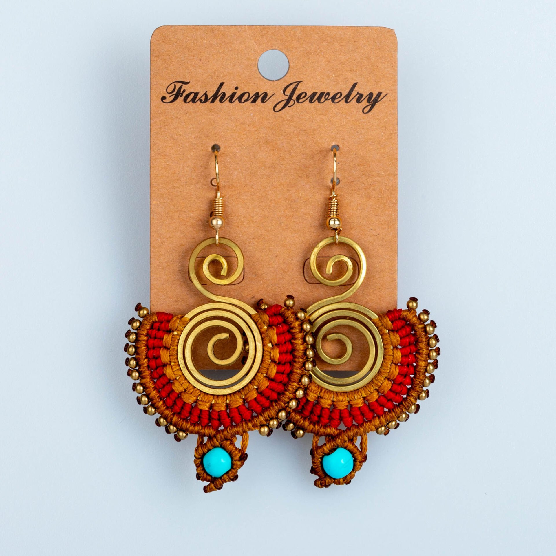 El Yapımı Pirinç Makrome Küpe 5 Renk Seçeneği 1 Çift Renk 5