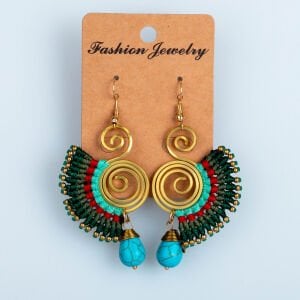 El Yapımı Pirinç Makrome Küpe 5 Renk Seçeneği 1 Çift