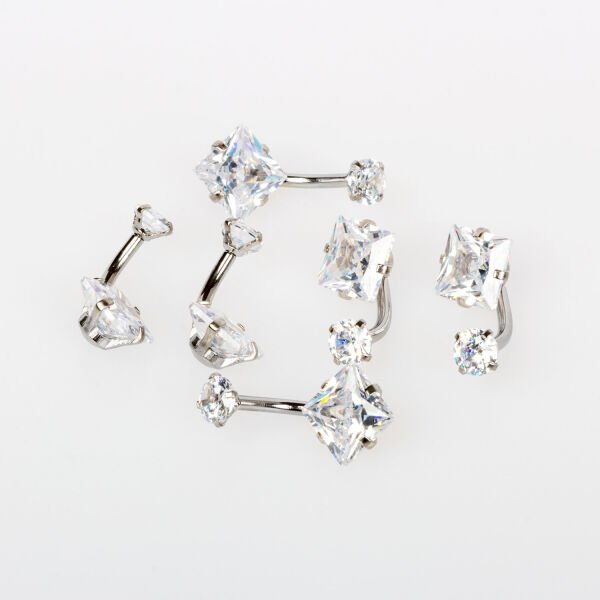 Piercing Göbek 8mm Kare Taş