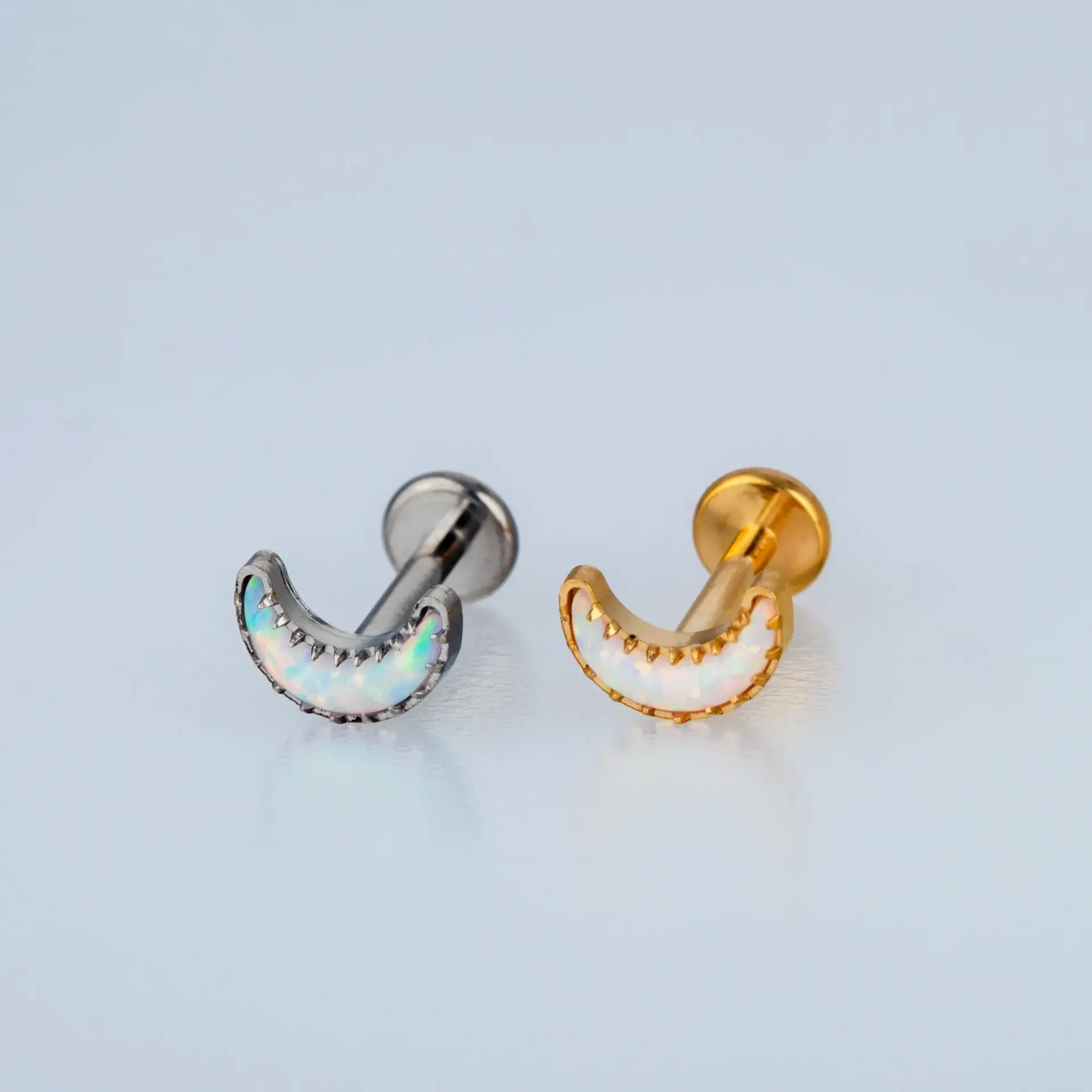 Piercing Titanyum Tragus Opal Ay Sarı 8mm