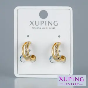 Toptan Xuping Sıralı Taşlı Halka Küpe