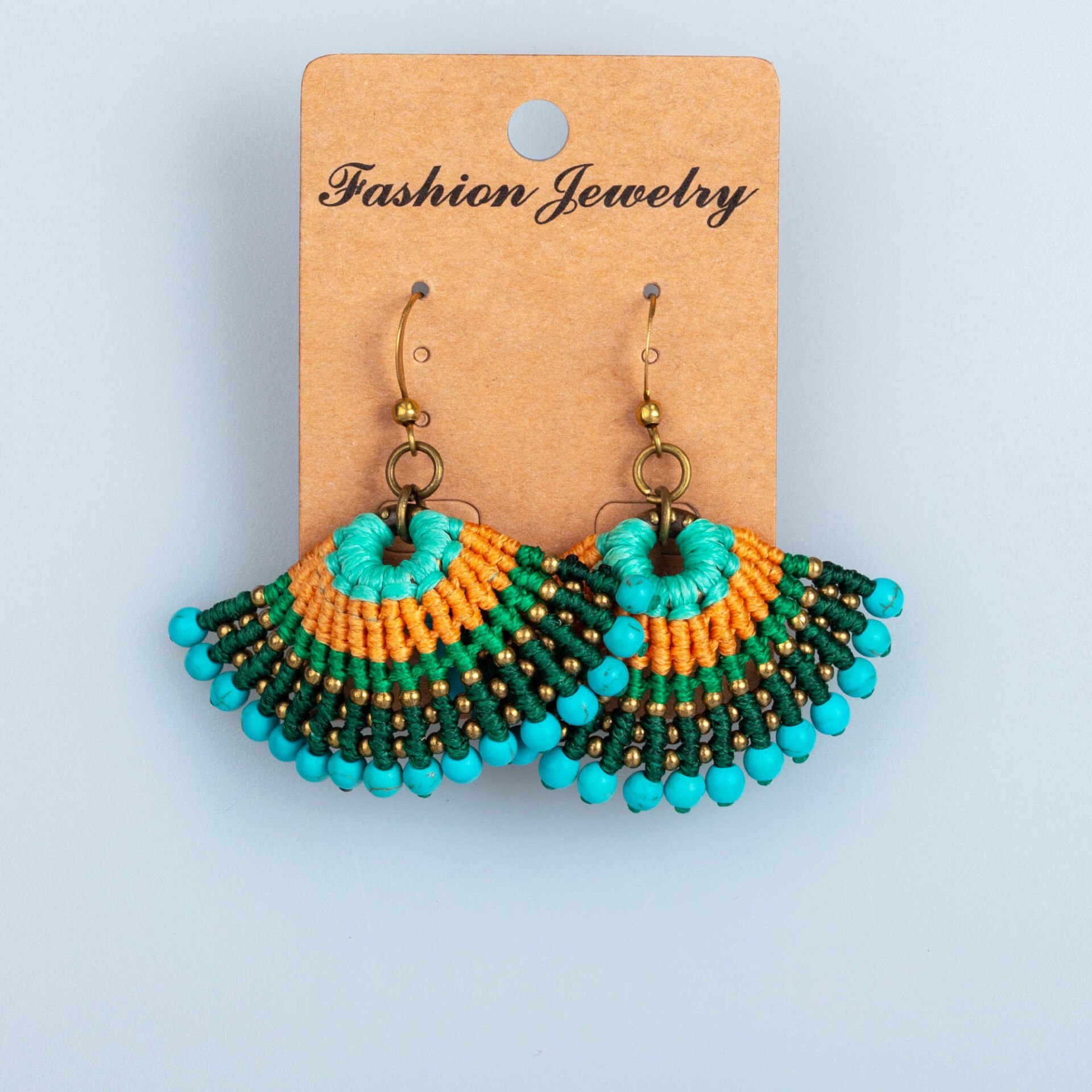 El Yapımı Pirinç Makrome Küpe 5 Renk Seçeneği 1 Çift