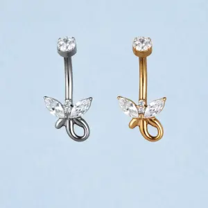 Piercing Titanyum Göbek Fashion Kelebek Beyaz