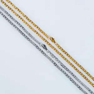 Toptan 316L Çelik 4mm Klasik Gurmet Zincir Kolye (70cm) Beyaz
