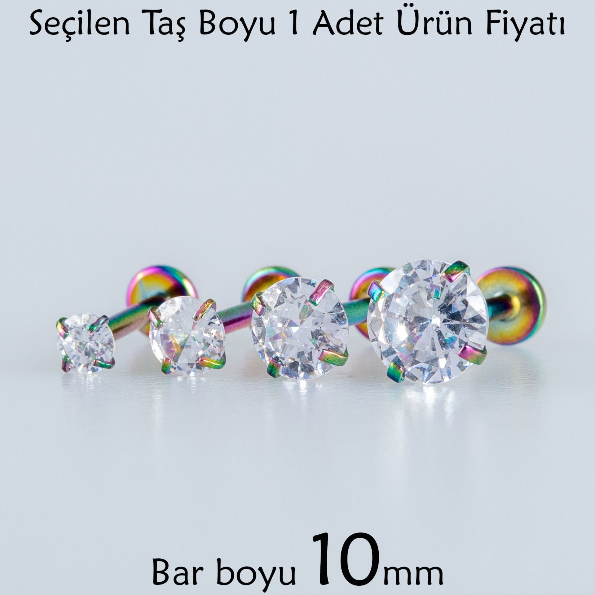 Piercing Labret 10mm Bar Round Stone