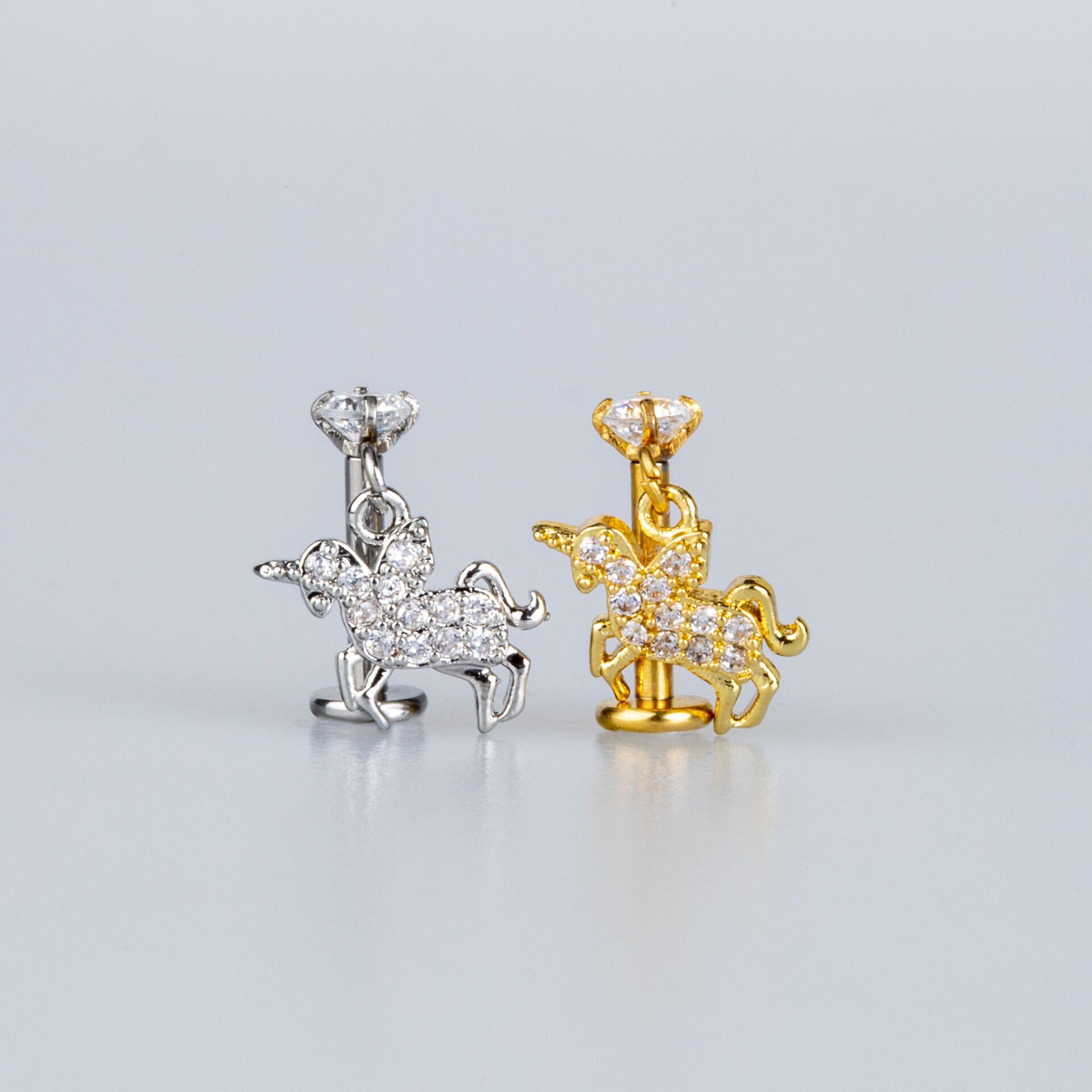 Piercing Tragus Unicorn Tek Boynuz Beyaz 8mm