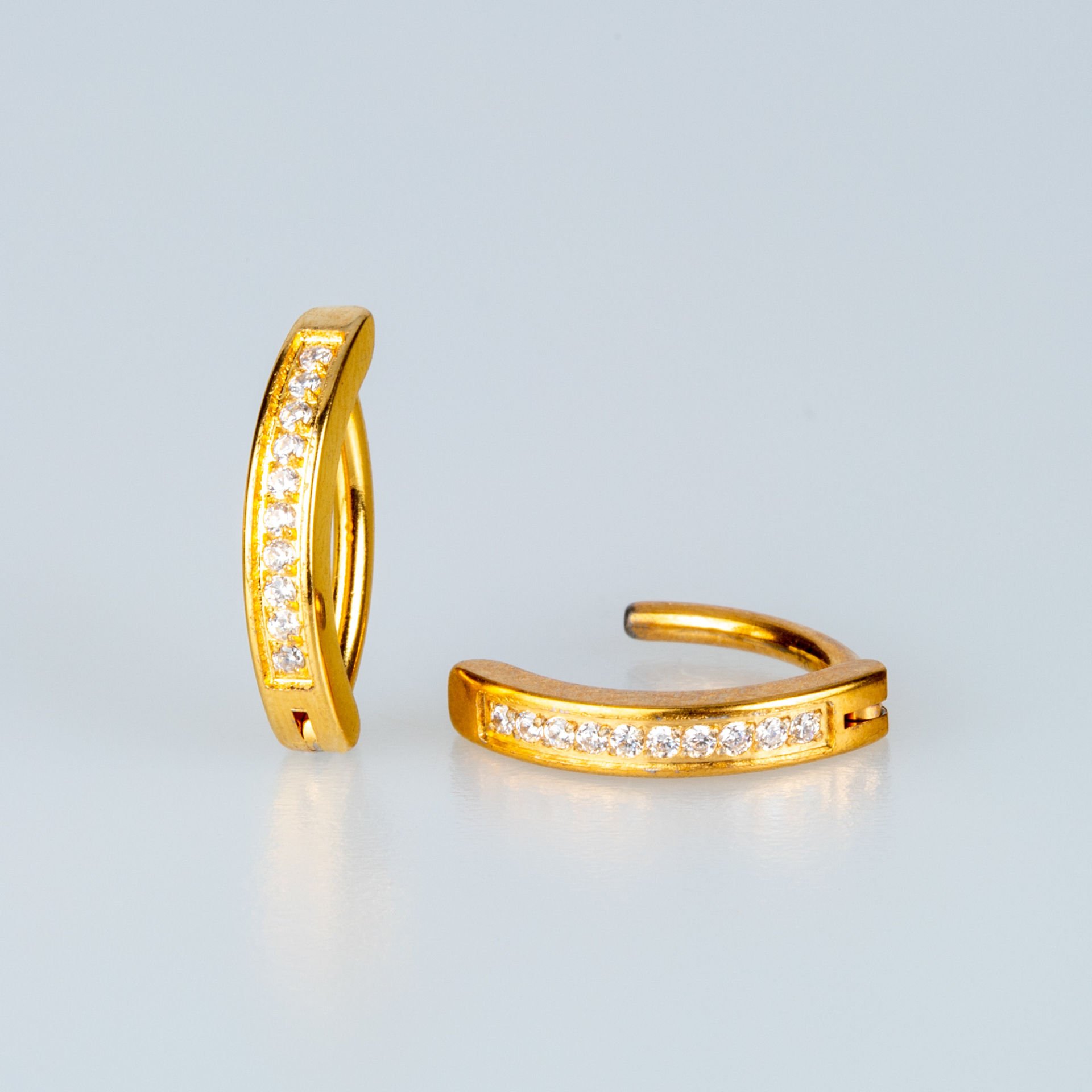 Piercing Çelik Göbek Taşlı Sarı