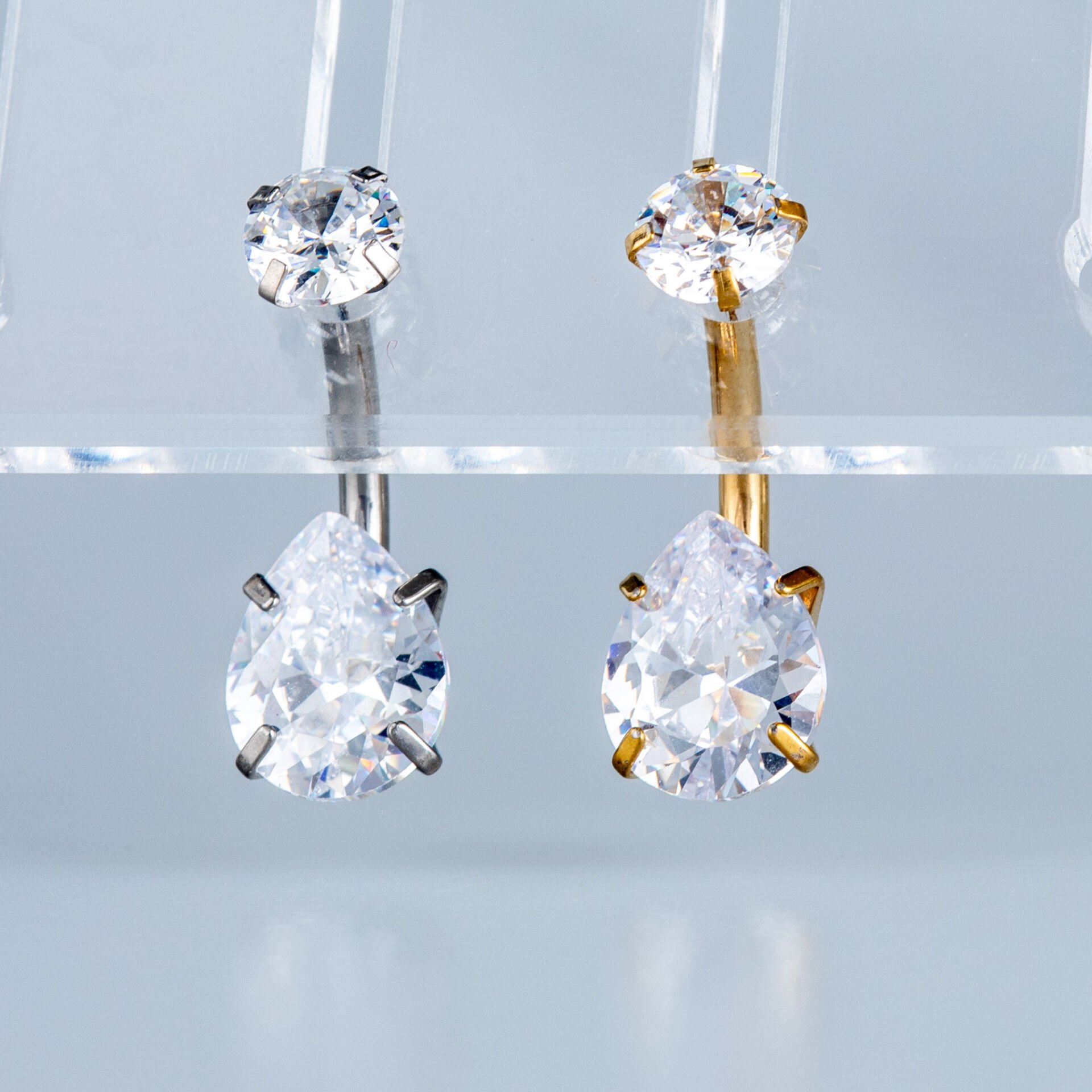 Piercing Titanyum Göbek Fashion 8mm Damla Taş