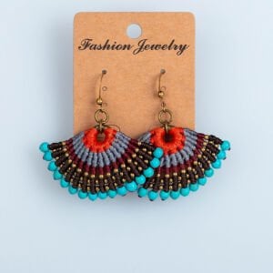 El Yapımı Pirinç Makrome Küpe 5 Renk Seçeneği 1 Çift Renk 5