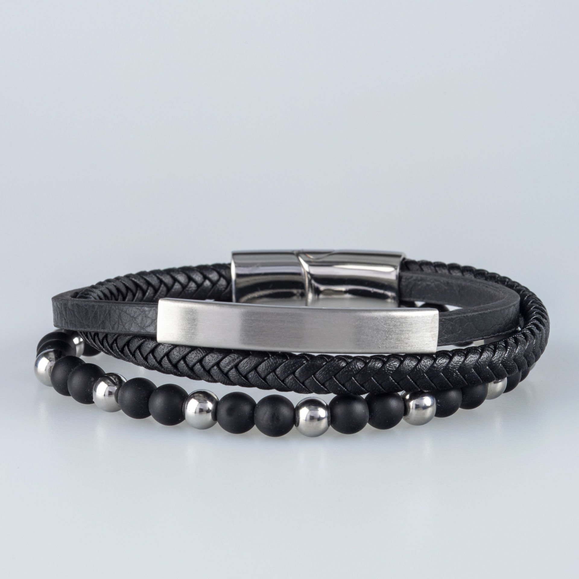 Erkek Deri Çelik Bileklik