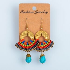 El Yapımı Pirinç Makrome Küpe 5 Renk Seçeneği 1 Çift