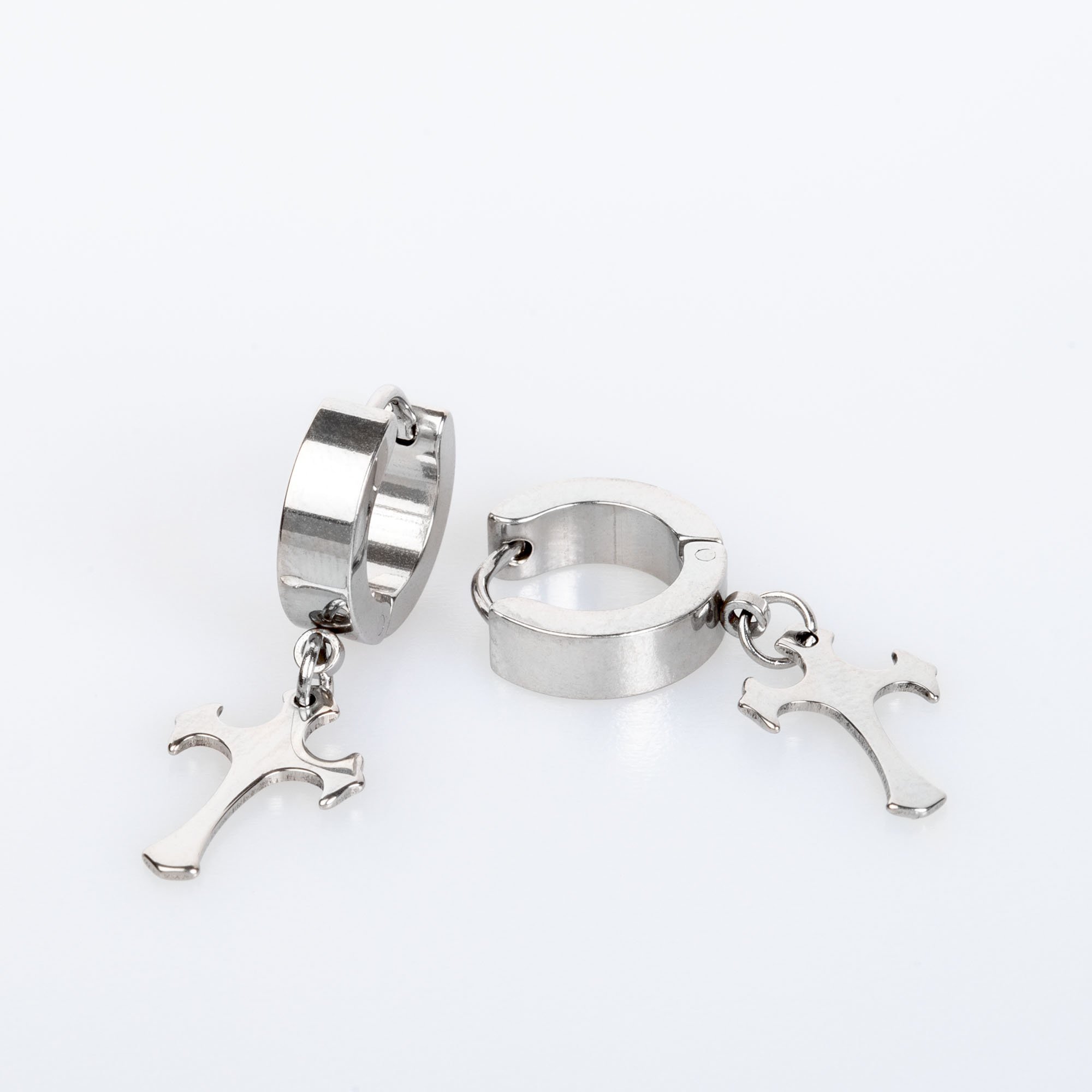 Steel Earring Cross - Pair