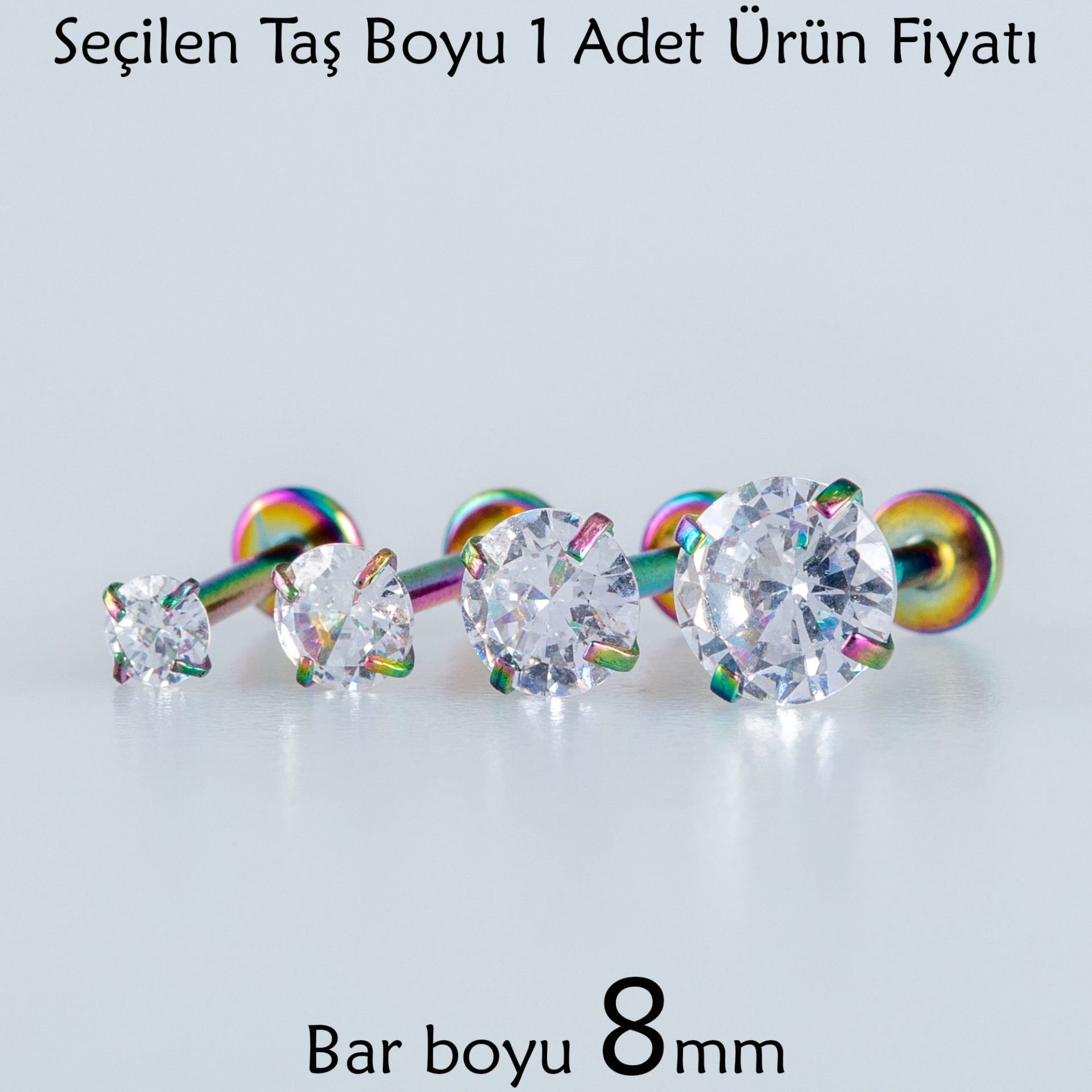 Piercing Labret 8mm Bar Round Stone