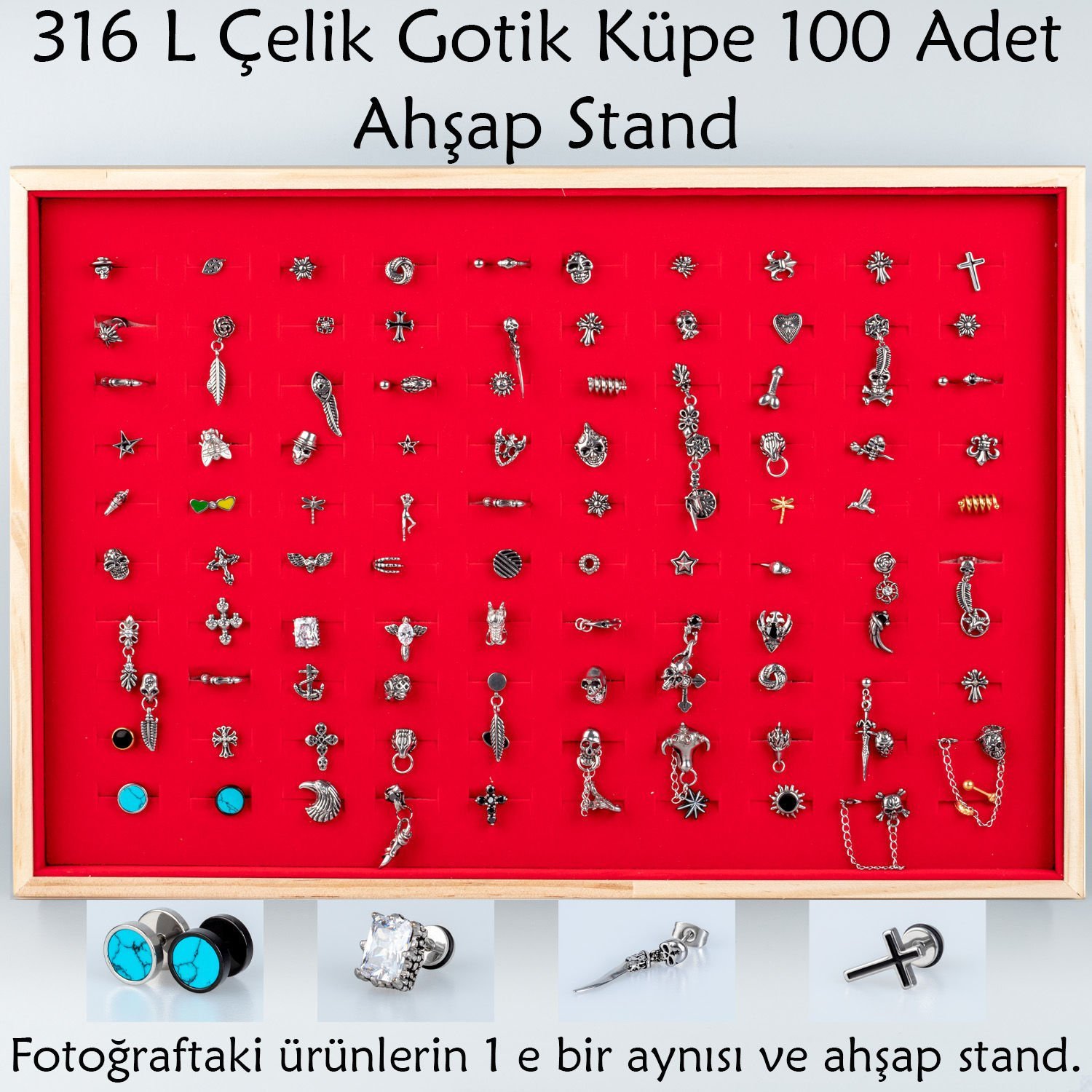 316L Steel Gothic Earrings 100 Pieces and Wooden Stand