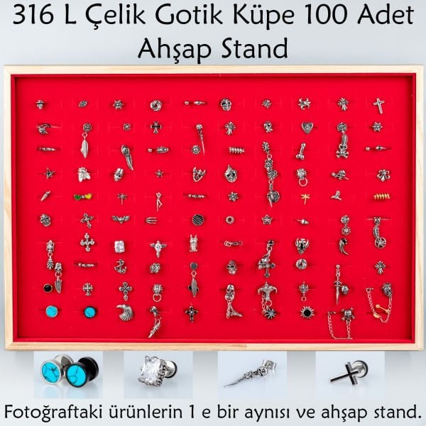 316L Steel Gothic Earrings 100 Pieces and Wooden Stand