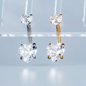 Piercing Titanyum Göbek Fashion 8mm Kalp Taş