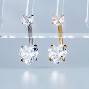 Piercing Titanyum Göbek Fashion 8mm Kalp Taş