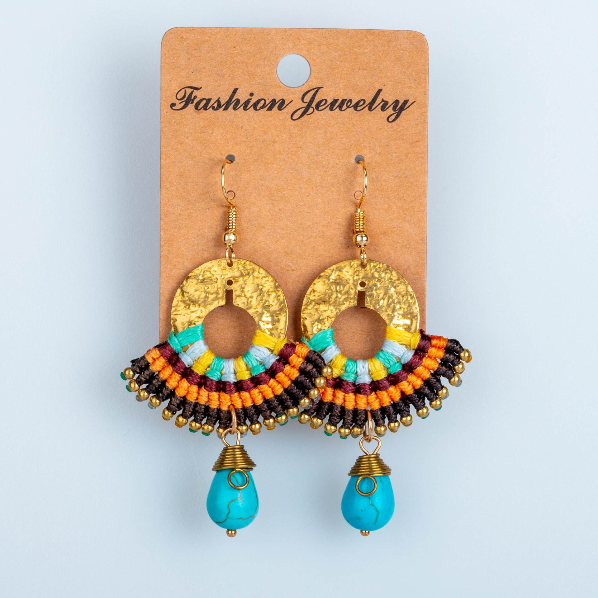 El Yapımı Pirinç Makrome Küpe 5 Renk Seçeneği 1 Çift Renk 5