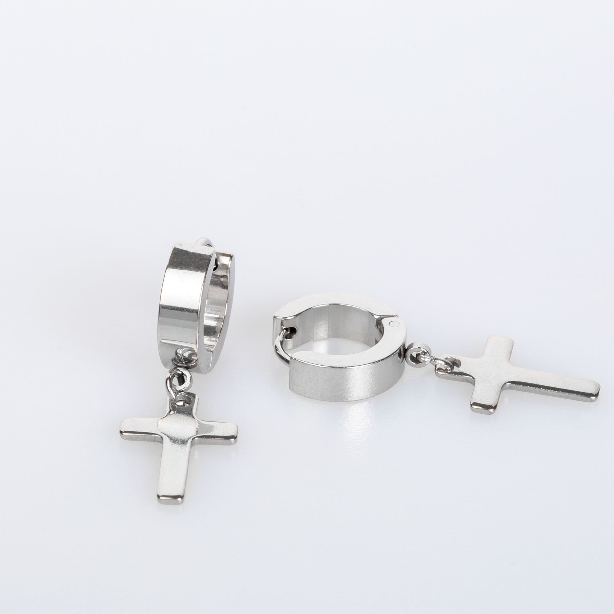 Steel Earring Cross - Pair