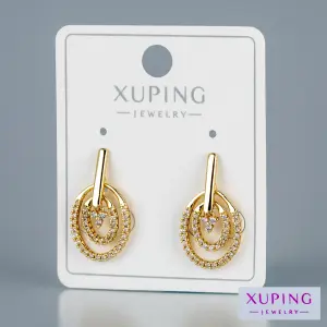 Toptan Xuping Pimli İkili Halka Küpe