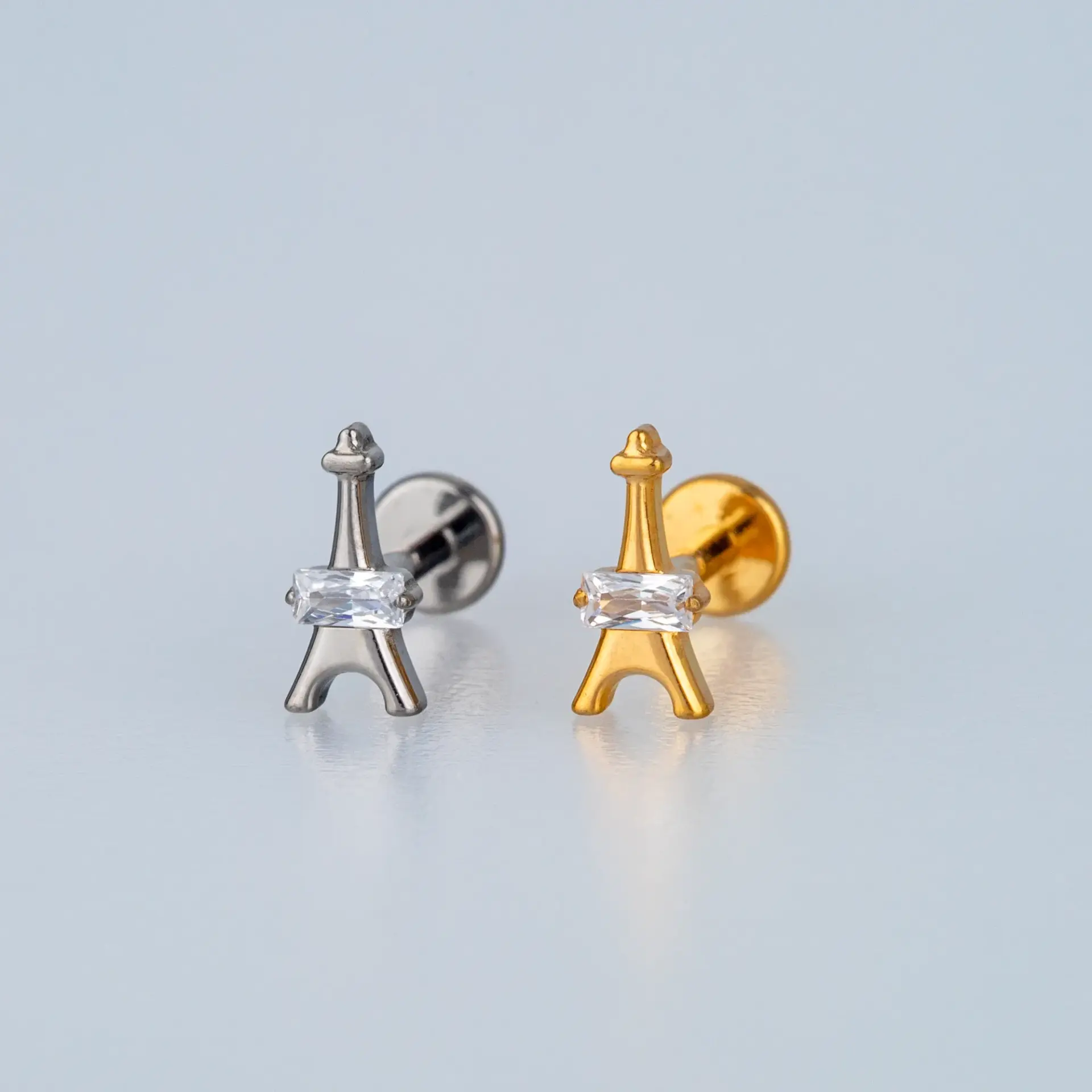 Piercing G23 Titanyum Tragus Eyfel Sarı 8mm