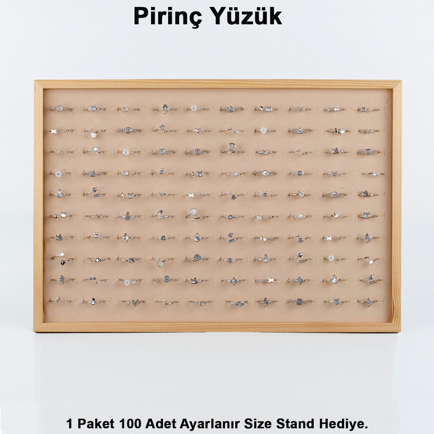 Pirinç Yüzük 1 Paket 100 Adet  2 Renk Seçeneği Stand Hediye