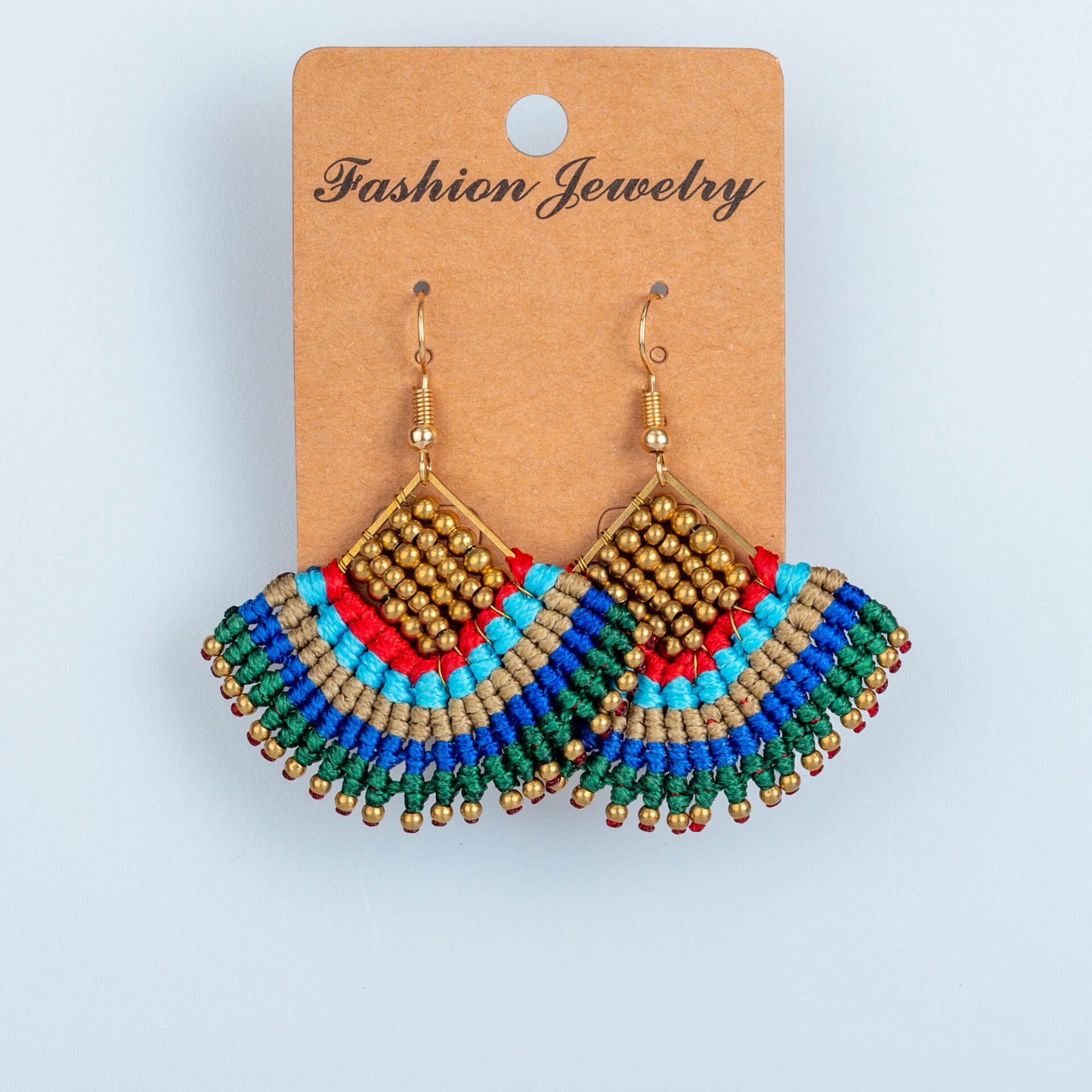 El Yapımı Pirinç Makrome Küpe 5 Renk Seçeneği 1 Çift