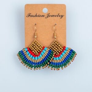 El Yapımı Pirinç Makrome Küpe 5 Renk Seçeneği 1 Çift