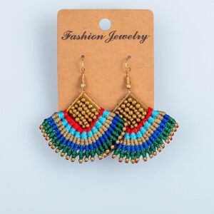 El Yapımı Pirinç Makrome Küpe 5 Renk Seçeneği 1 Çift