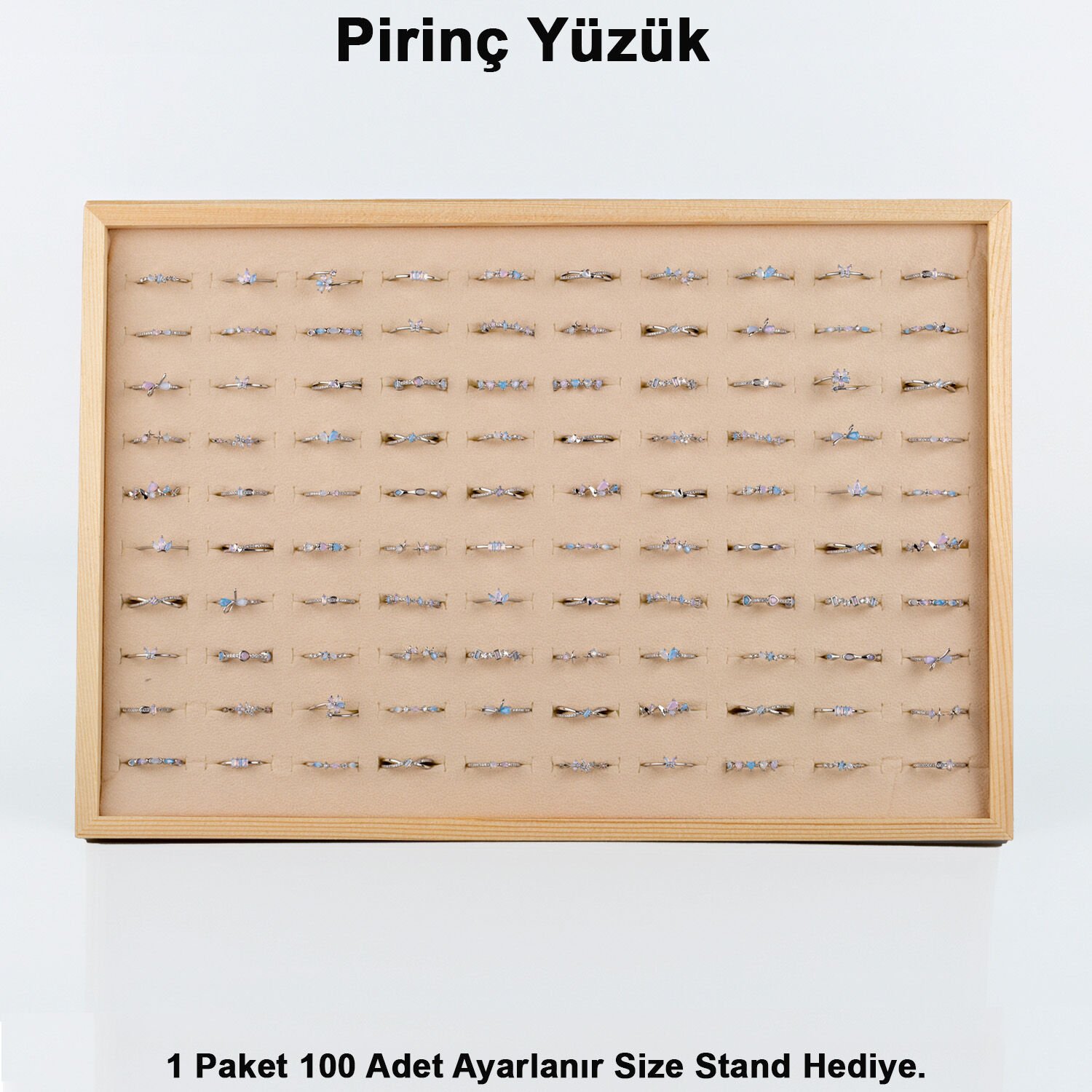 Pirinç Yüzük 1 Paket 100 Adet  2 Renk Seçeneği Stand Hediye