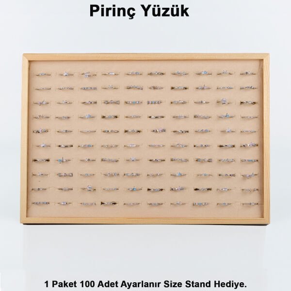 Pirinç Yüzük 1 Paket 100 Adet  2 Renk Seçeneği Stand Hediye Beyaz