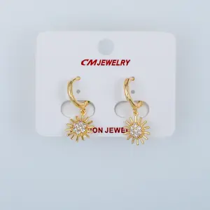 CM Jewelry 14K Kaplama Tırnaklı Halka Küpe Güneş