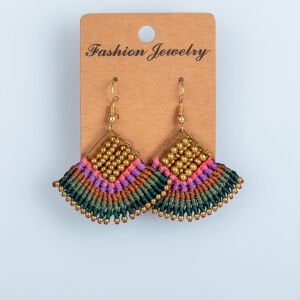 El Yapımı Pirinç Makrome Küpe 5 Renk Seçeneği 1 Çift Renk 4