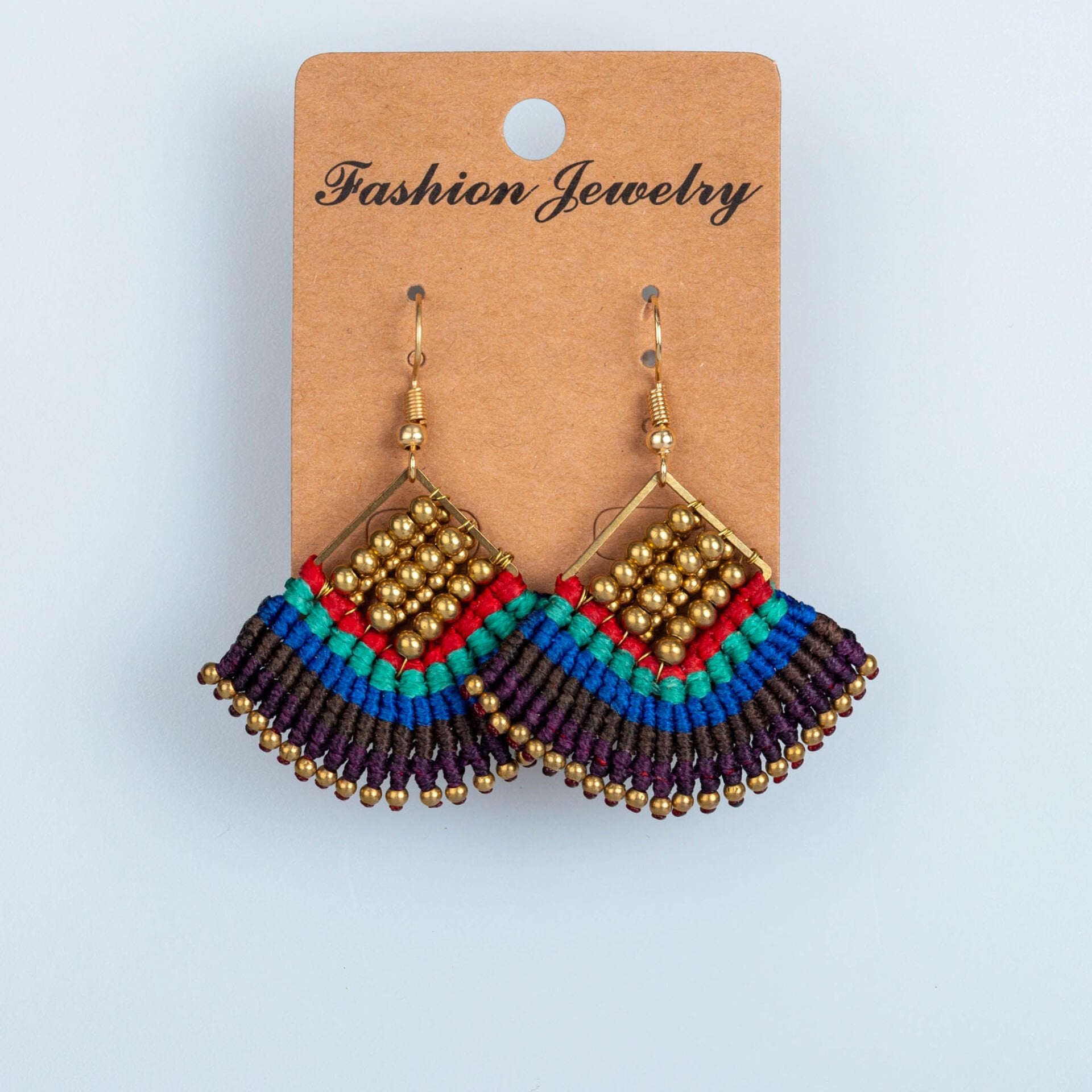 El Yapımı Pirinç Makrome Küpe 5 Renk Seçeneği 1 Çift Renk 5