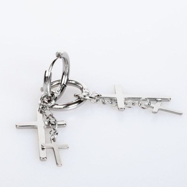 Steel Earring Cross - Pair