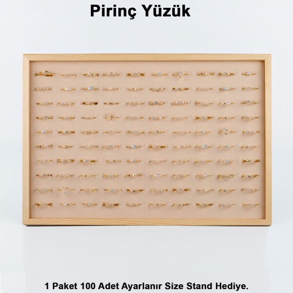 Pirinç Yüzük 1 Paket 100 Adet  2 Renk Seçeneği Stand Hediye Sarı