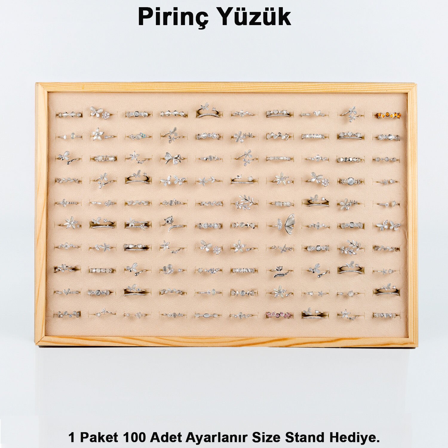 Pirinç Yüzük 1 Paket 100 Adet  2 Renk Seçeneği Stand Hediye