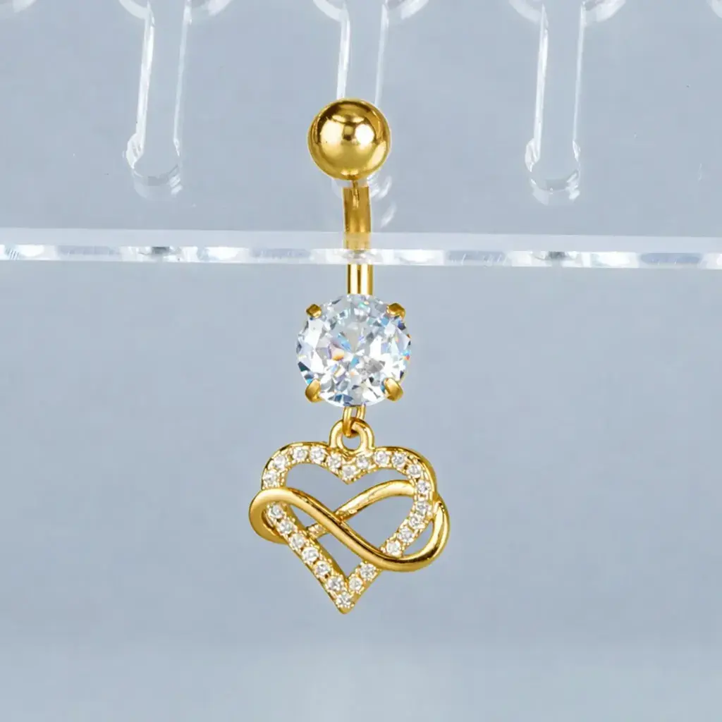 Piercing Göbek Fashion Kalp Sarı