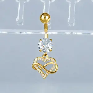 Piercing Göbek Fashion Kalp Sarı