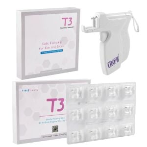 CROW T3 Steril Kartuşlu Burun Delme Küpesi – 2mm Silver Taşlı (12 adet)