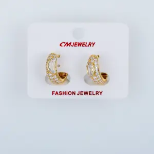 CM Jewelry 14K Kaplama Tırnaklı Halka Küpe