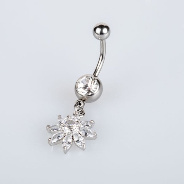 Piercing Göbek Çiçek Taşlı