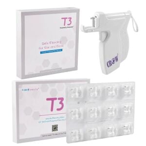 CROW T3 Steril Kartuşlu Kulak Delme Küpesi – 4mm Silver Taşlı (24 adet)