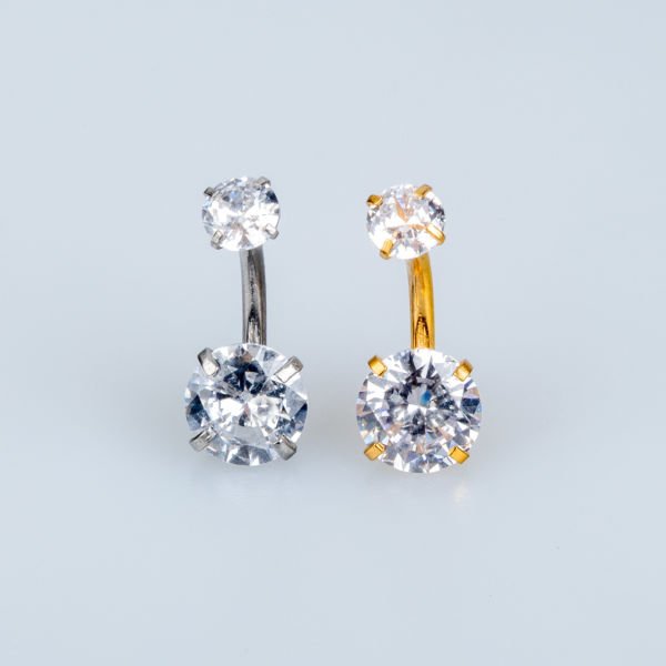 ثقب السرة 8 ملم بحجر مستدير أصفر